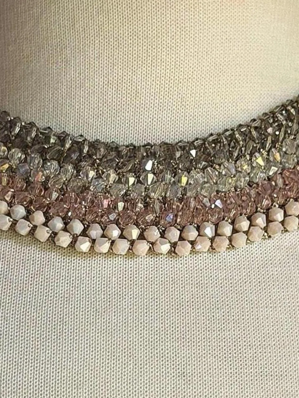 Vintage Signed RUSH by Denis & Charles Multi-Row Crystal Collar Choker Necklace